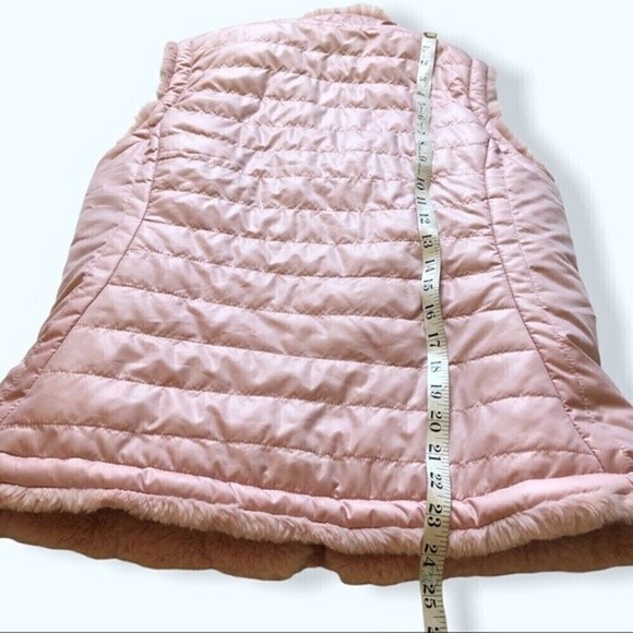 NICOLE Miller Reversible Vest Zip Up Puffer Vest Faux Fur Pastel Soft Pink Small - Picture 9 of 11